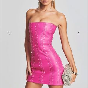 Pink crystal-embellished mini dress